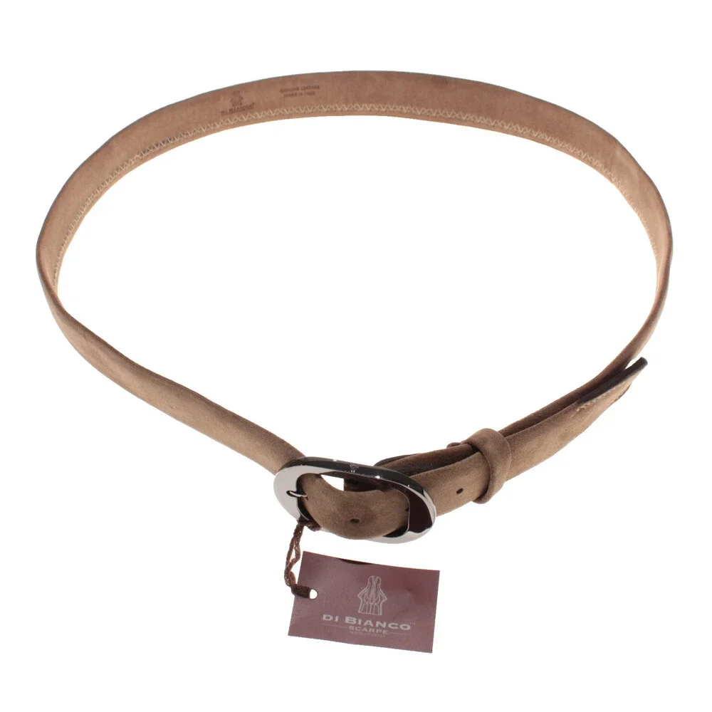 Di Bianco NWT Cut to Size Dress Belt In Solid Brown Suede Leather One Size